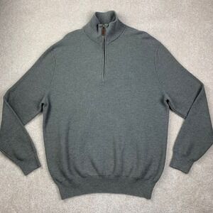 Polo Ralph Lauren Sweater Mens XL Grey Pima Cotton Quarter Zip Pullover Logo